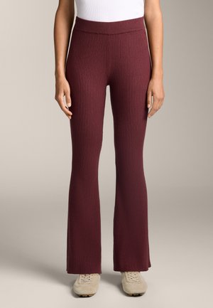 OYSHO FLARE RIB KNIT - Nadrágok - mauve