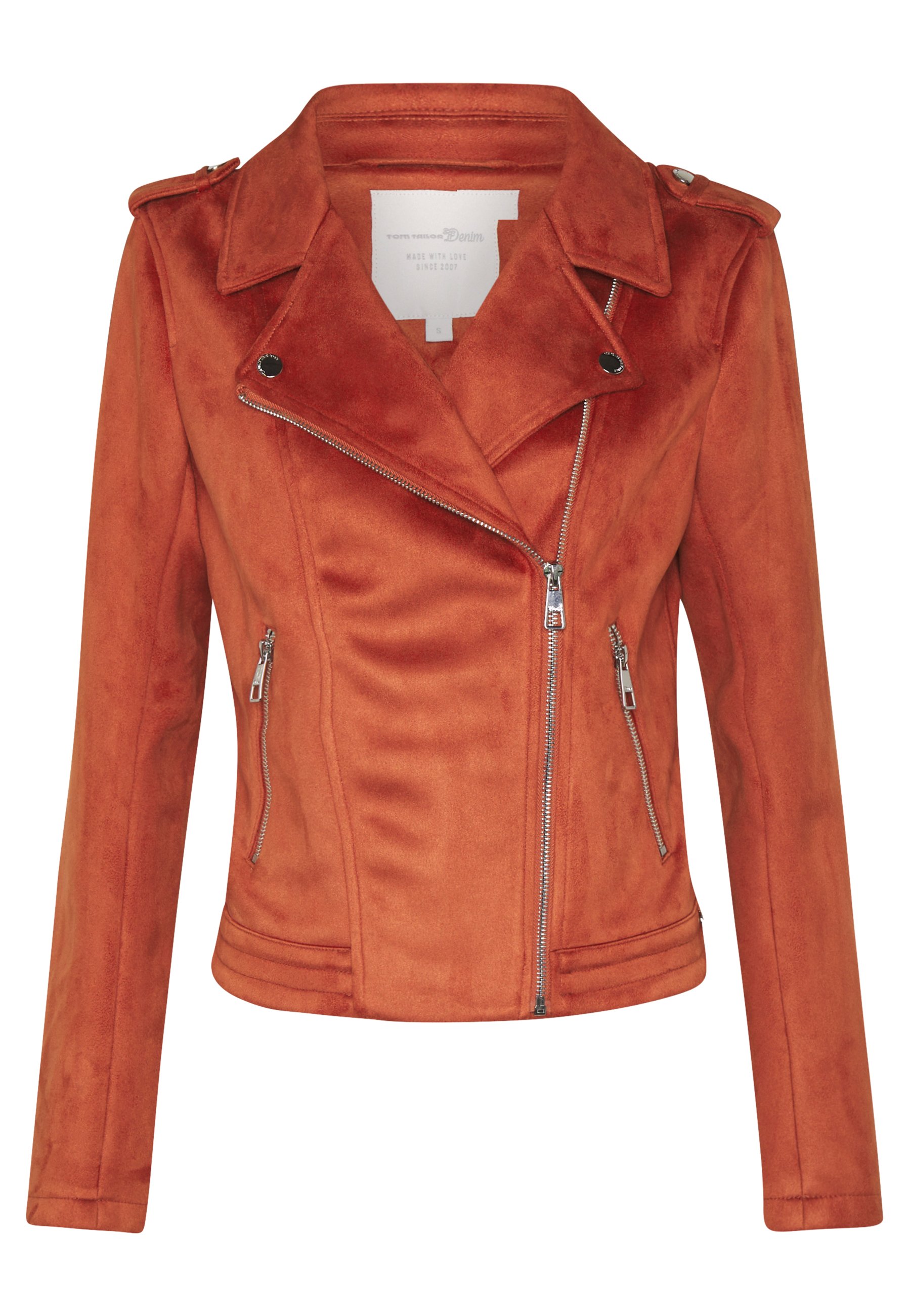 orange suede biker jacket