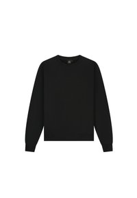 Zwarte sweatshirt van katoen, met een ronde hals, ribgebreide boorden en zoom, met een eenvoudig ontwerp zonder zichtbare logo's of patronen.