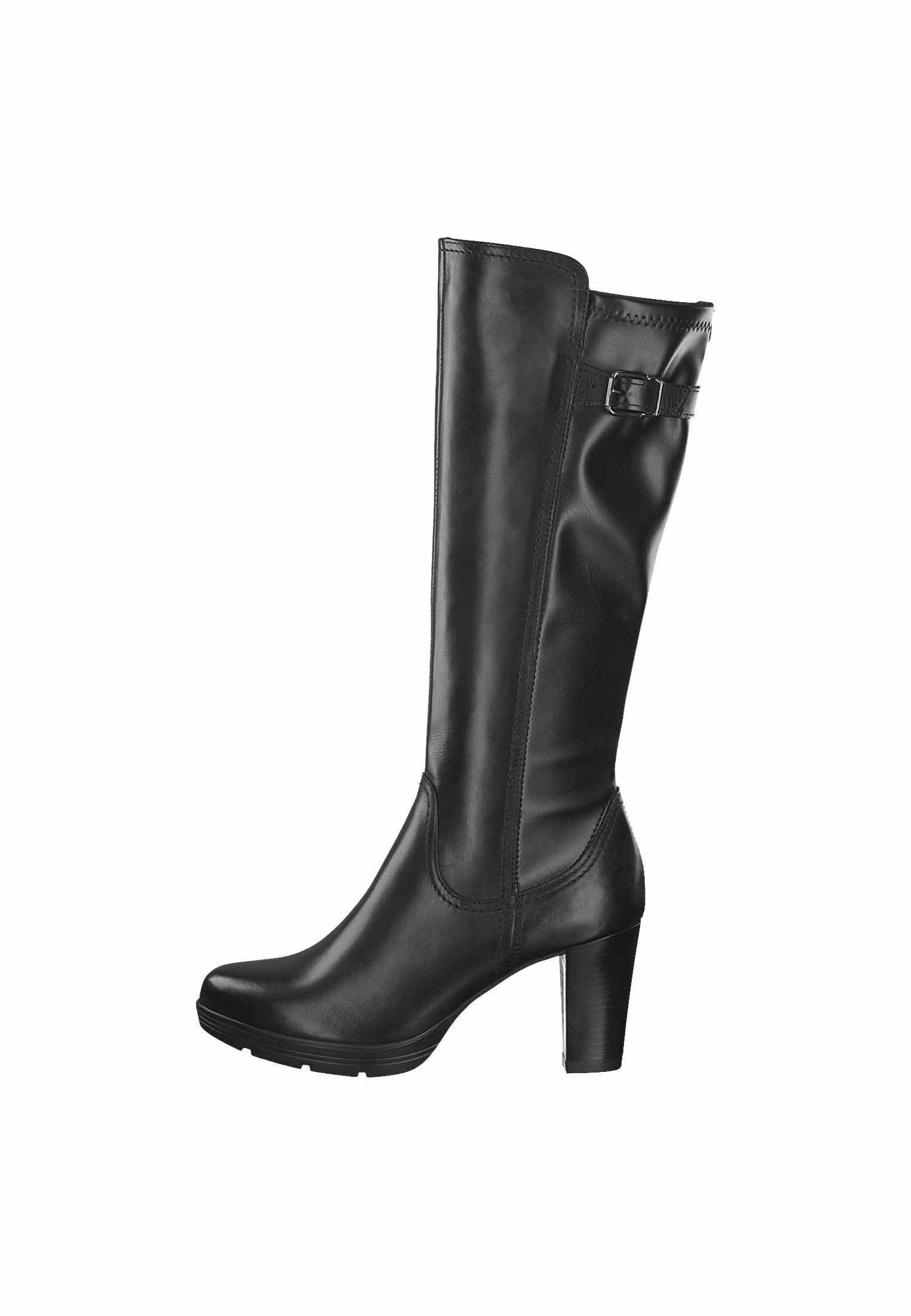 Tamaris Stivaletti Classici Donna In Pelle Nera - Tacco A Blocco 5cm, Cerniera, COMF.Lin+TOUCH, Taglia 37 EU - 2