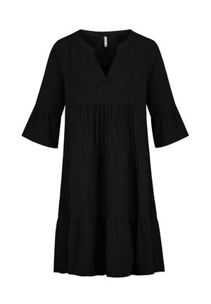 MIT V-AUSSCHNITT UND RÜSCHENSAUM DREIVIERTELARM - Day dress - schwarz