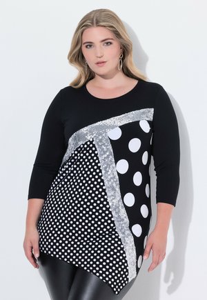 CLASSIC FIT ZIERSTEINCHEN MUSTERMIX - Langarmshirt - black