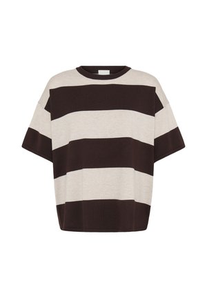 ICHI, IHLULS LOOSE SHORT SLEEVE - T-shirts print - wide stripe chocolate torte