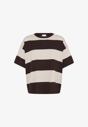 ICHI, IHLULS LOOSE SHORT SLEEVE - T-shirts print - wide stripe chocolate torte