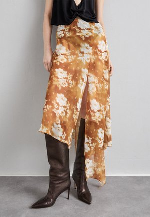 Ioannes SHAWL SKIRT - Jupe trapèze - sprayed lace ochre