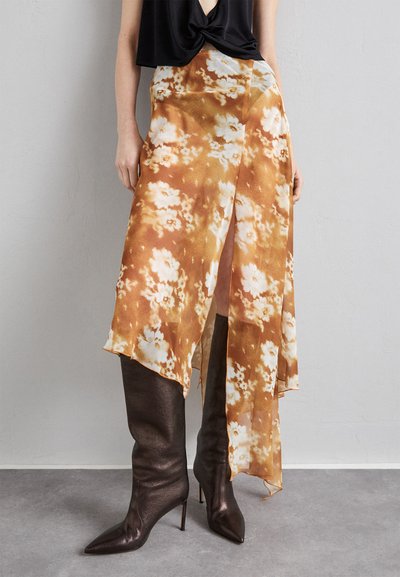 Ioannes SHAWL SKIRT - Φούστα σε γραμμή Α - sprayed lace ochre