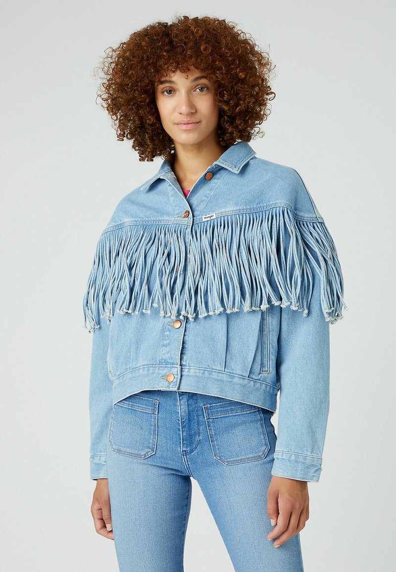 Wrangler WESTERN FRINGE Denim jacket cloud nine/lightblue denim