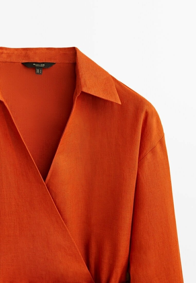 massimo dutti orange dress massimo dutti Studio Long Sleeve Orange Satin Long Dress, S, $325