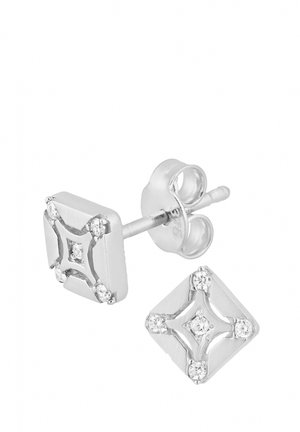 SQUARE STUD WITH CZ STONES - Kõrvarõngad - white gold-coloured