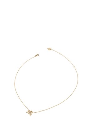 Feine Goldkette mit kleinem herzförmigem Anhänger und verstellbaren Gliedern, gezeigt auf weißem Hintergrund.