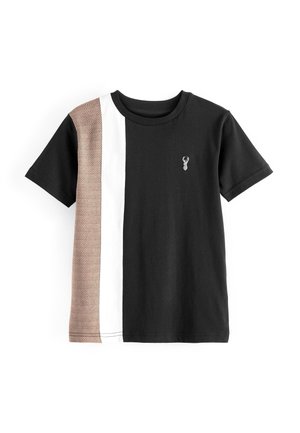 COLOURBLOCK SHORT SLEEVE - T-shirt print - black tan brown vertical