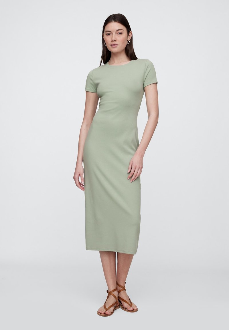 GAP BACK CUTOUT - Jersey dress - desert sage/green - Zalando