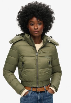 CROP HOODED FUJI  - Winterjacke - dusty olive green