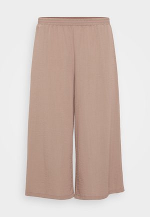 Leichte, weit geschnittene Hose aus weichem mauvefarbenem Stoff mit einem elastischen Bund. Verfügt über eine knitterresistente Textur und schlichte gesäumte Kanten.