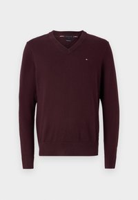 PIMA V NECK - Pullover - deep burgundy