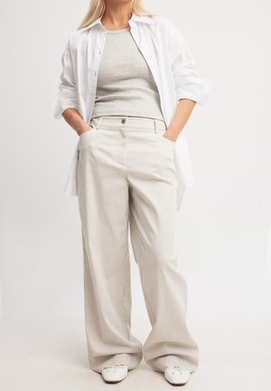 Bukser - beige white stripe