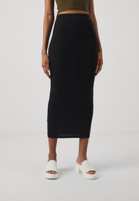 Gina Tricot - RUCHED SKIRT - Bleistiftrock - black Thumbnail-Bild 1