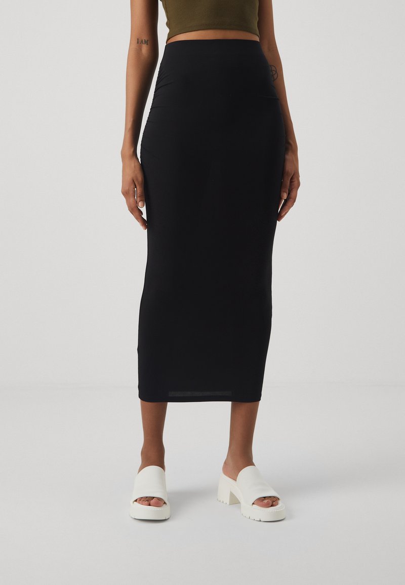 Gina Tricot SOFT TOUCH RUCHED SKIRT - Maxisukňa - black