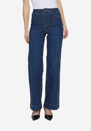 WIDE - Flared Jeans - dark blue denim