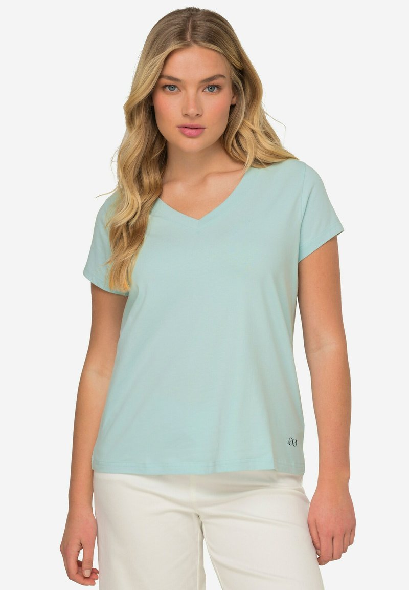 LAURASØN KLEINER KNOTEN V-AUSSCHNITT HALBARM - T-shirt basic - deep mint