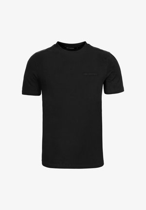 Czarna koszulka krótki rękaw wykonana z bawełny. Posiada okrągły dekolt i subtelne logo na przodzie. Gładka tekstura, klasyczny krój.