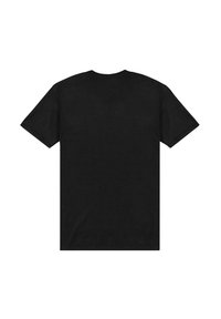 Sort T-shirt med korte ærmer lavet af bomuld, har rund halsudskæring og afslappet pasform. Bagsiden er ensfarvet med en glat overflade og uden grafik.