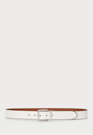 REVERSIBLE CROSSHATCH LEATHER BELT - Diržas - soft white/tan