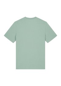 Mintgroen t-shirt met korte mouwen en een ronde hals, gemaakt van een zachte stof. Het shirt heeft een eenvoudige uitstraling zonder patronen of accenten.