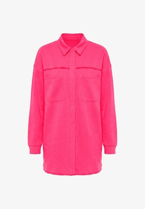 MIAMODA, SWEAT JACKET, LOOSE FIT, OPEN STYLE, FRINGED EDGES - Cardigan - hibiscus pink