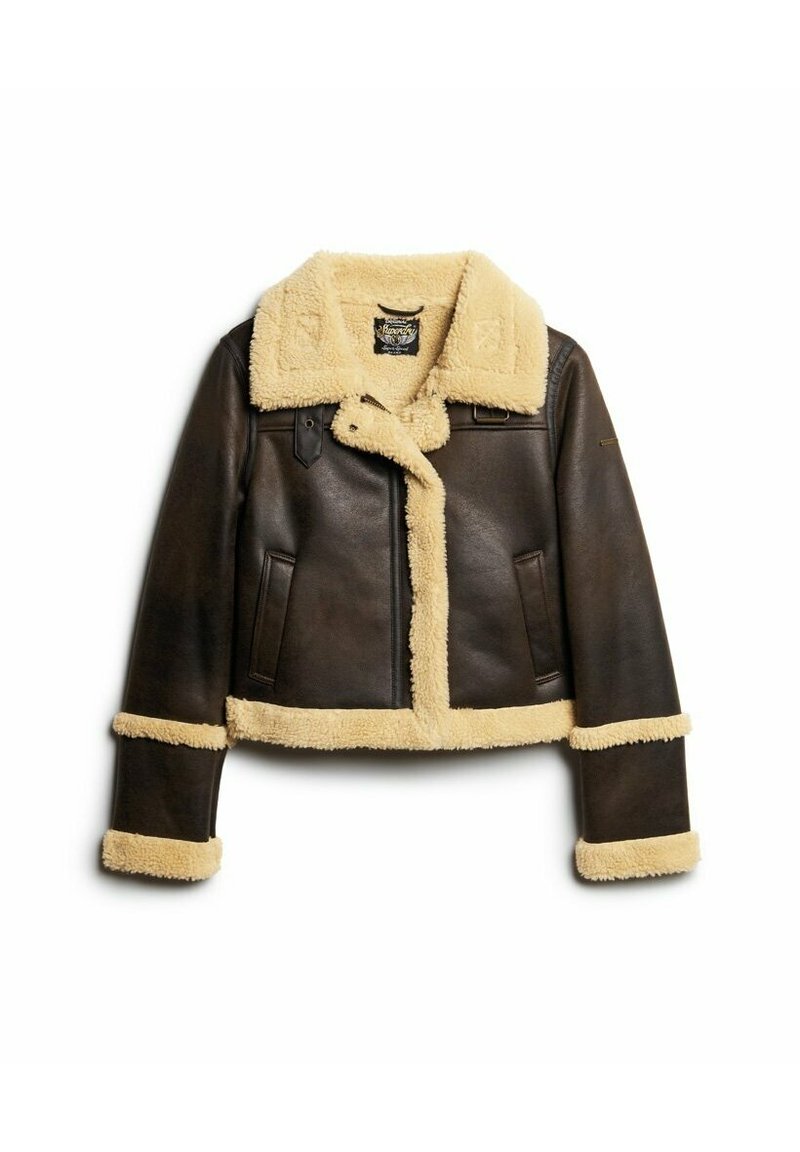 Superdry & Co Imitatieleren jas bruin