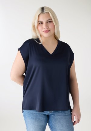 CON SCOLLO A V - Camicetta - blu scuro