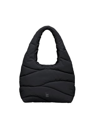 Sac fourre-tout matelassé noir avec poignées arrondies et surpiqûres ondulées subtiles, avec un petit logo "GOT BAG" en bas au centre.