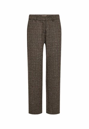 Tweed-Hosen in Braun und Creme mit einem strukturierten Muster, ausgestattet mit einem geraden Bein und einem klassischen Bund.