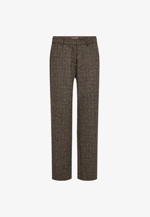 Tweed-Hosen in Braun und Creme mit einem strukturierten Muster, ausgestattet mit einem geraden Bein und einem klassischen Bund.