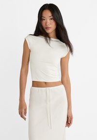 Stradivarius - OPEN - Basic T-shirt - white Thumbnail Image 1