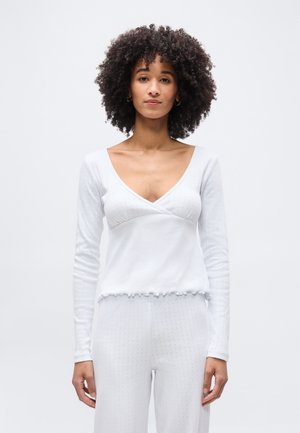 POINTELLE V - Pyjamashirt - plain white