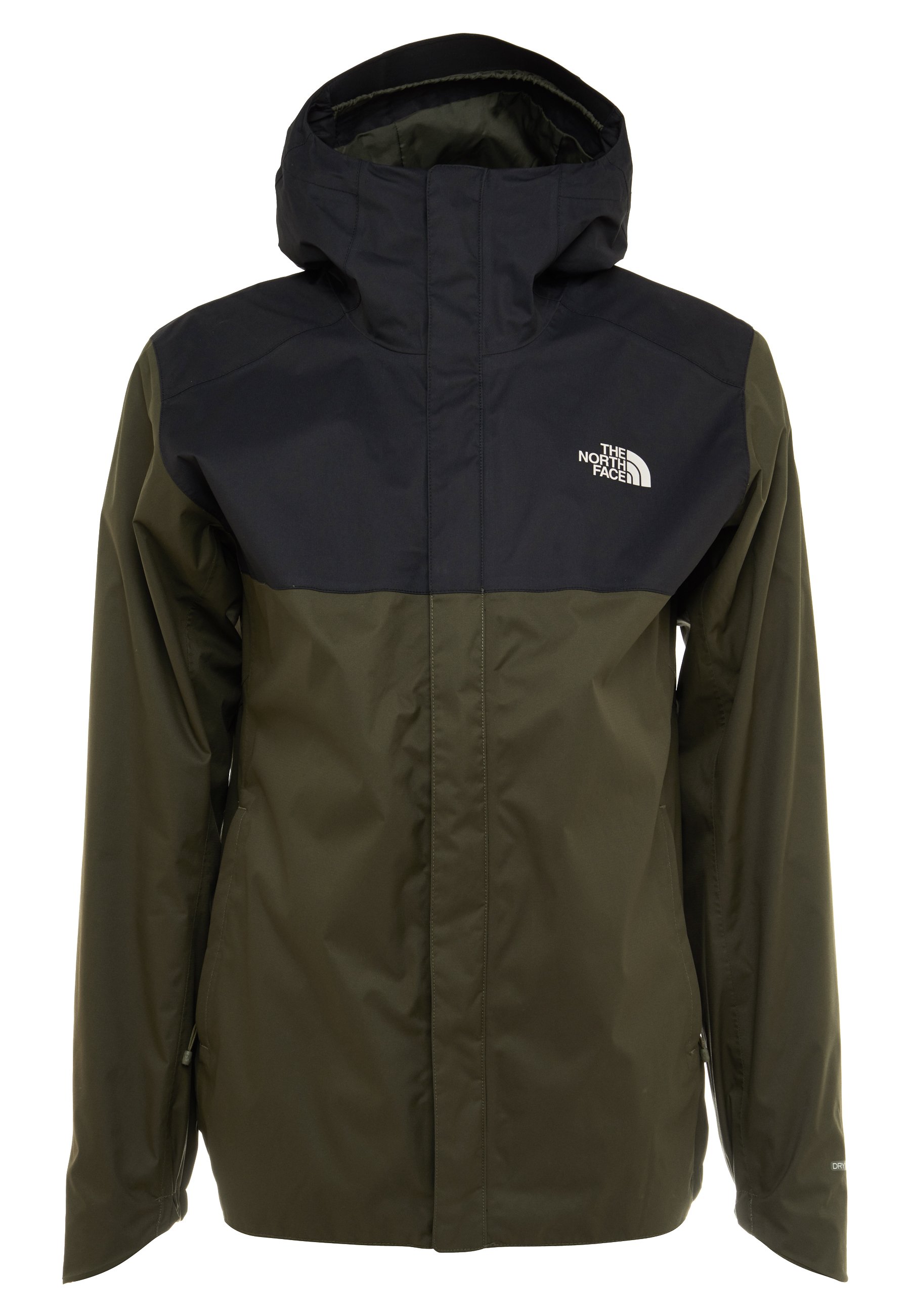 green north face rain jacket