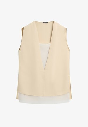 Massimo Dutti, FLOWING DOUBLE-LAYER TOP WITH CONTRAST DETAIL - Blouse - beige