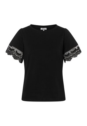 More & More, MORE & MORE VERSPIELTES KURZARMSHIRT, SPITZENÄRMEL - T-shirt print - black