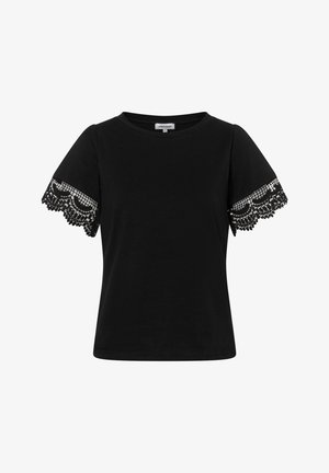 More & More, MORE & MORE VERSPIELTES KURZARMSHIRT, SPITZENÄRMEL - T-shirt print - black