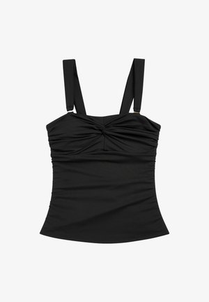 WIDE STRAP TUMMY CONTROL BANDEAU TANKINI  - Bikiniöverdel - black