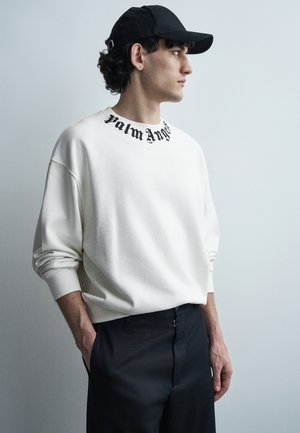 Palm Angels NECK LOGO REGULAR CREW - Φούτερ - off white/black