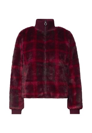Street One, FAKE FUR BLOUSON MIT STRICKDETAILS UND PRINT - Veste d'hiver - plummy brown