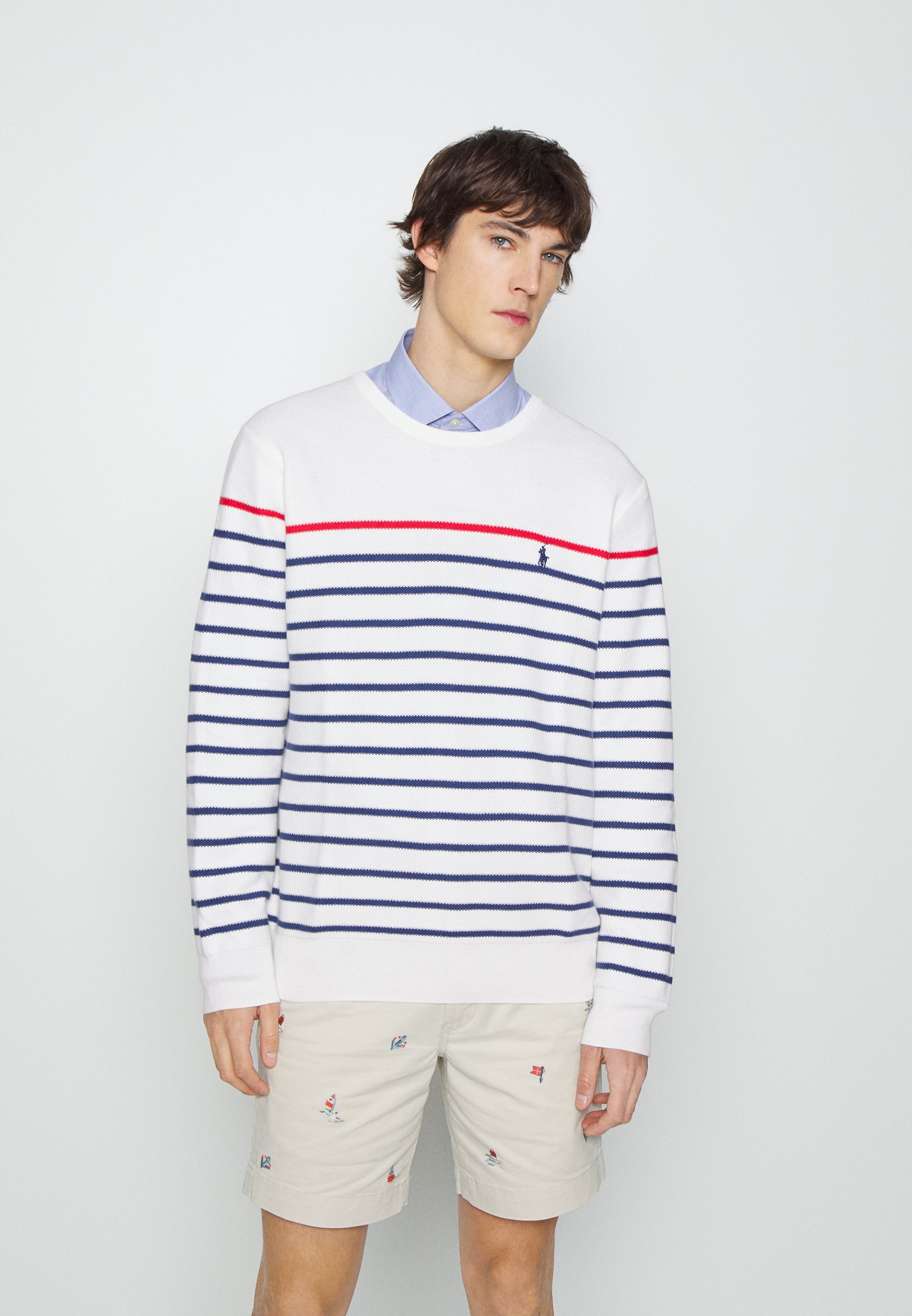 Polo Ralph Lauren Men's Round Neck Cotton Sweater Color White