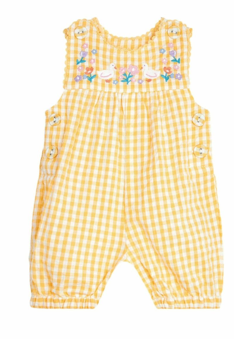 JoJo Maman Bébé APPLIQUÉ GINGHAM - REGULAR FIT - Kantáros nadrágok - yellow chick