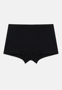 Γυναικεία μαύρα αδιάκοπα μποξεράκια με φαρδιά μέση, απλωμένα επίπεδα σε λευκό φόντο.