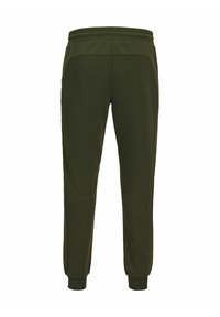 Olivengrønne sweatpants med ribbet talje, strømlinet design og elastiske manchetter ved anklerne. Fremstillet af blødt, åndbart stof.