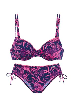 SET - Bikini - marine pink bedruckt