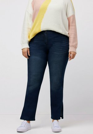 ULLA POPKEN Straight-Jeans Donna, Denim Elasticizzato Nero, Taglia 40W/34L, Vita Media, 5 Tasche