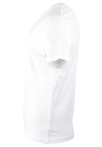 Hvid kortærmet T-shirt lavet af blødt bomuldsstof. Har en klassisk crew neck og en lige søm uden mønstre eller udsmykninger.